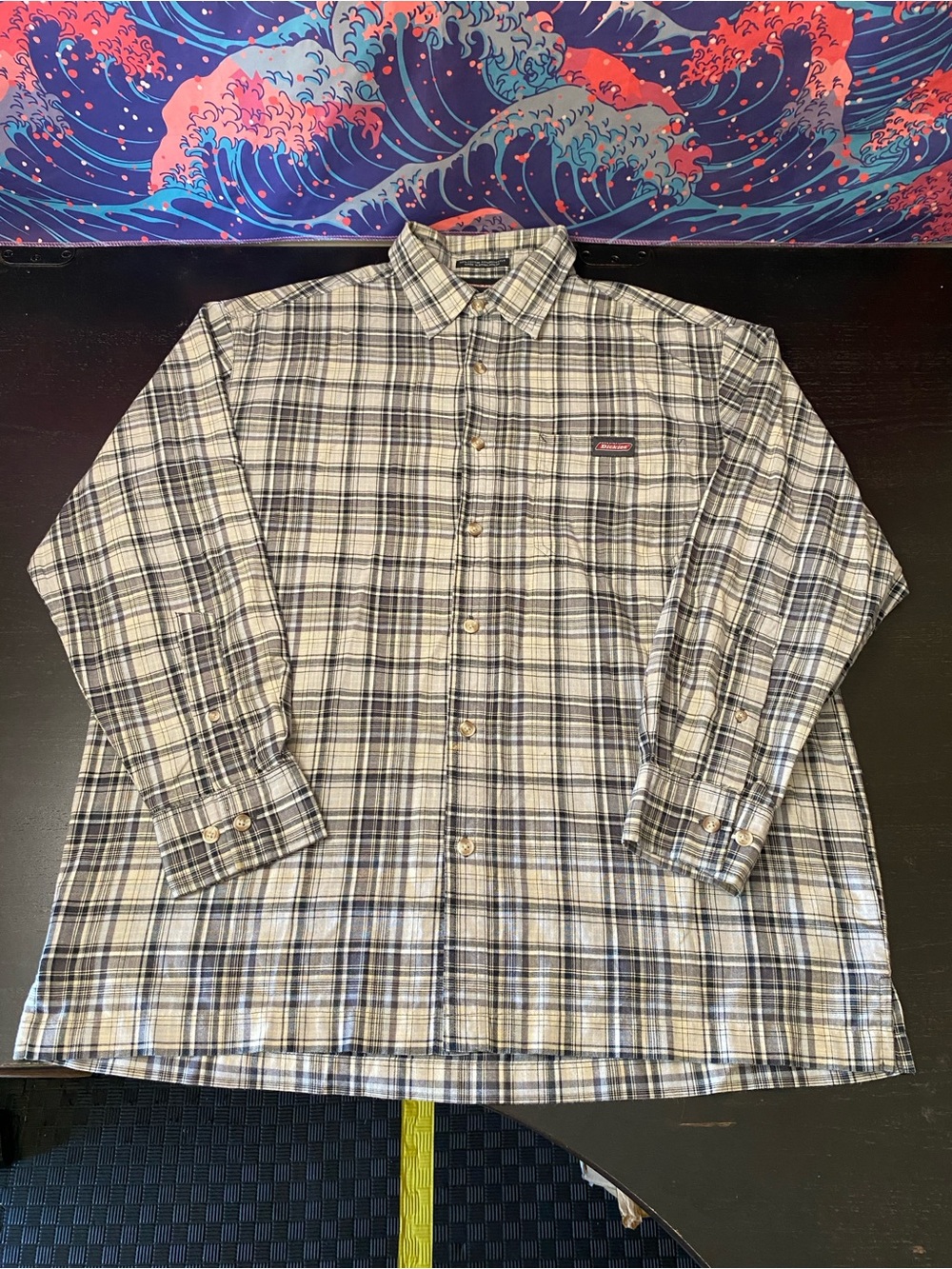 Dickies Men’s Plaid Button-Down Shirt - White & Blue